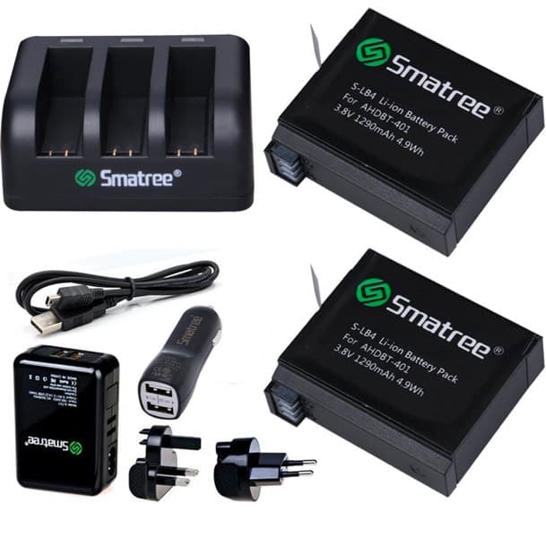Smatree - Reemplazos de baterías y cargador para GoPro Hero 4 