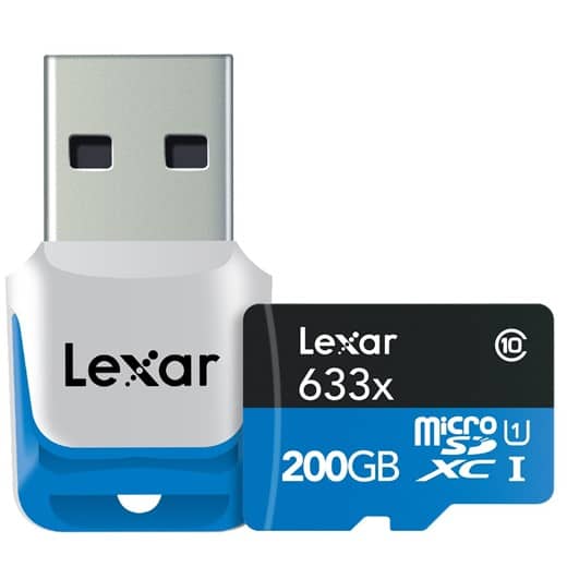 Una tarjeta microSD Class 10 con 200GB de almacenamiento de Lexar