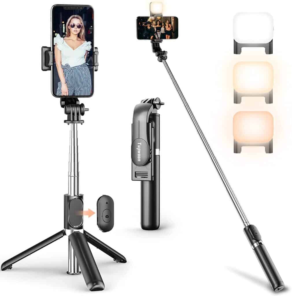 Palo Selfie de Tupwoon con luz de relleno